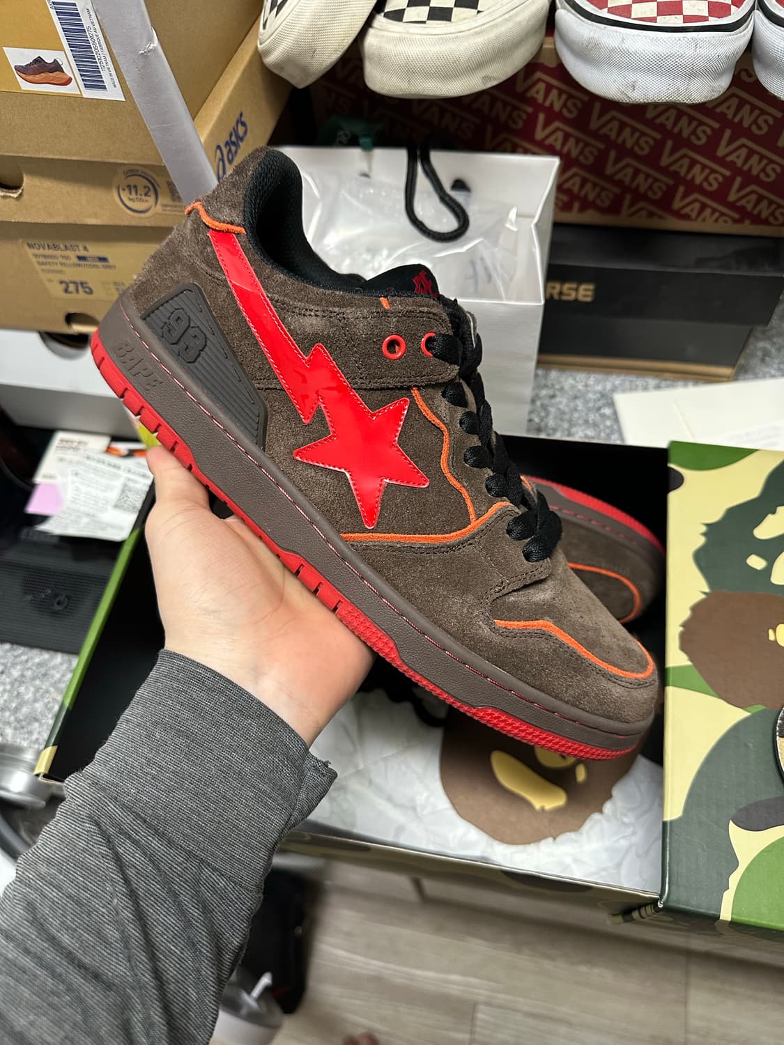 270 베이프 Sk8 스타 브라운 레드 상품이미지2