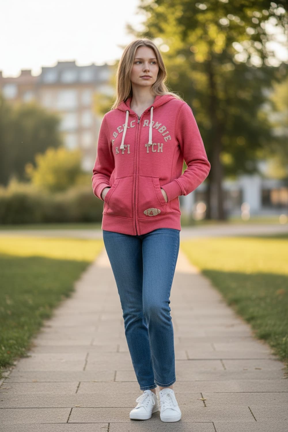 아베크롬비 Y2K 대장급 핑크 후드 집업 S 상품이미지1