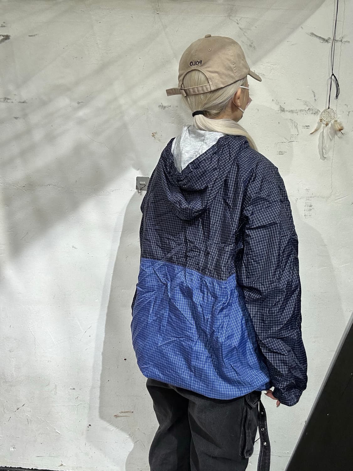 일본 빈티지 rodeo 네이비 아노락 체크 바람막이 올드스쿨 트랙 자켓  상품이미지3