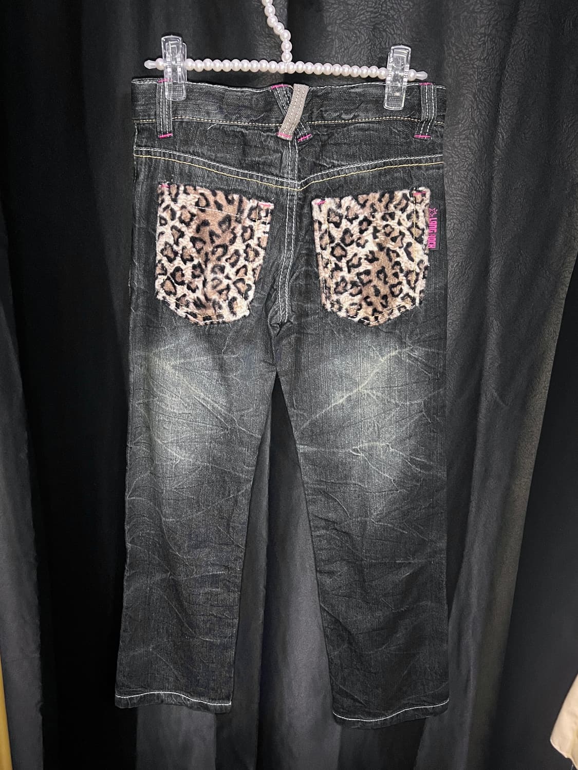 펑크 프린팅 호피퍼 데님팬츠 상품이미지5