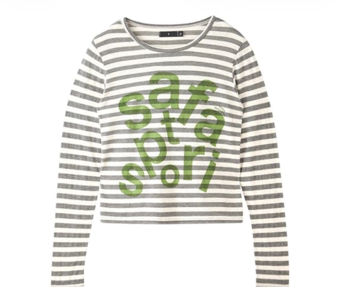 Ticketing Stripe Border Tee 1/2 Grey 상품이미지1