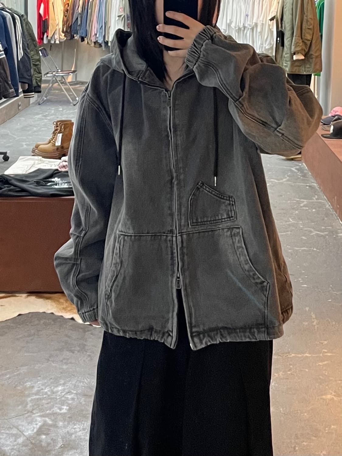 디미트리블랙 페이드 워싱 OG 그레이 데님 후드집업 H1660 상품이미지1