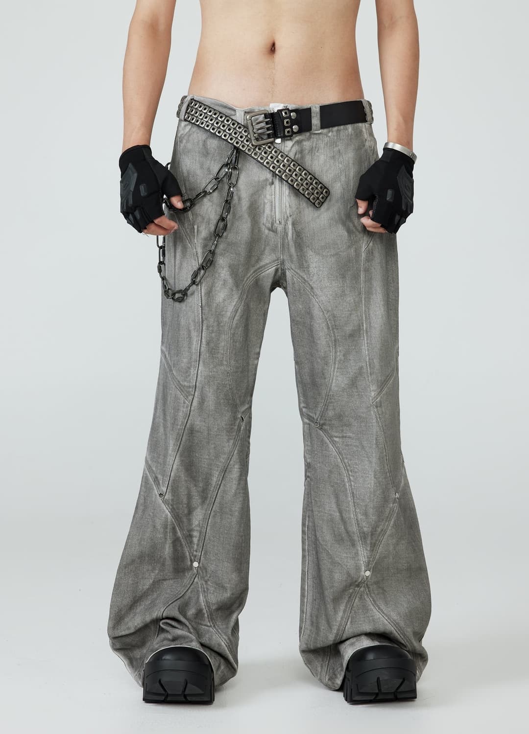 FRKM SCD 디스트로이드 워싱 플레어 팬츠 L  상품이미지1