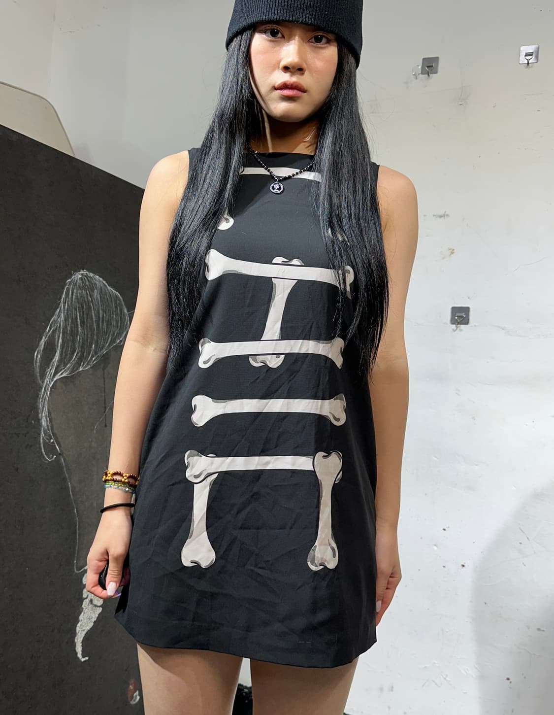 Moschino 고딕 블랙 미니 원피스 상품이미지1