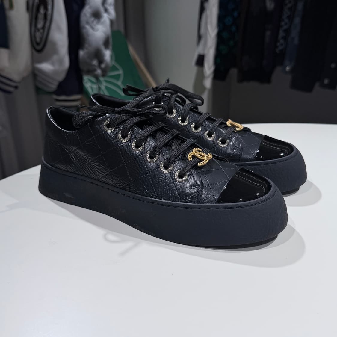 (S+/38.5) / 샤넬 빅터 쿼즈 퀄팅 블랙 스니커즈 상품이미지5