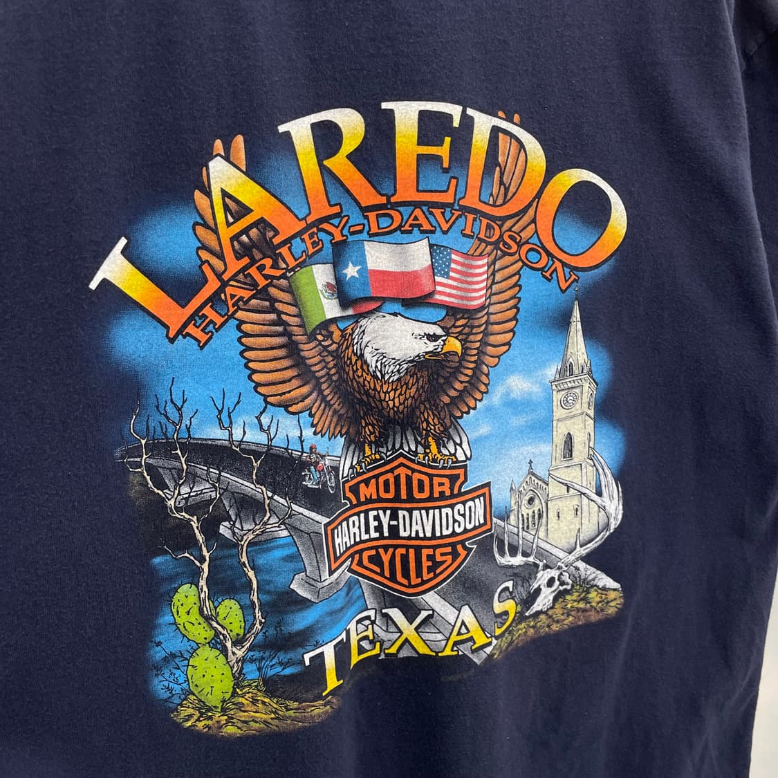 할리데이비슨 00s 플레임 불꽃 이글 그래픽 페이딩 빈티지 반팔 티셔츠 상품이미지7