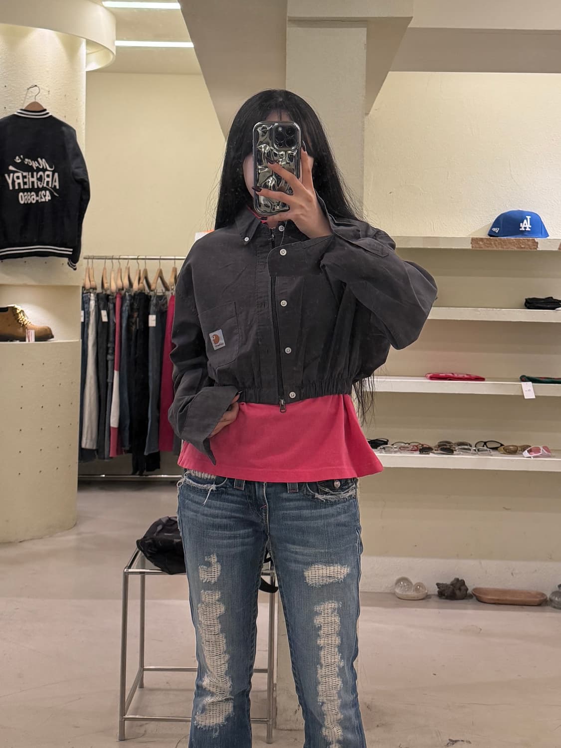 칼하트 커스텀 크롭 셔츠 자켓 U1318 상품이미지1