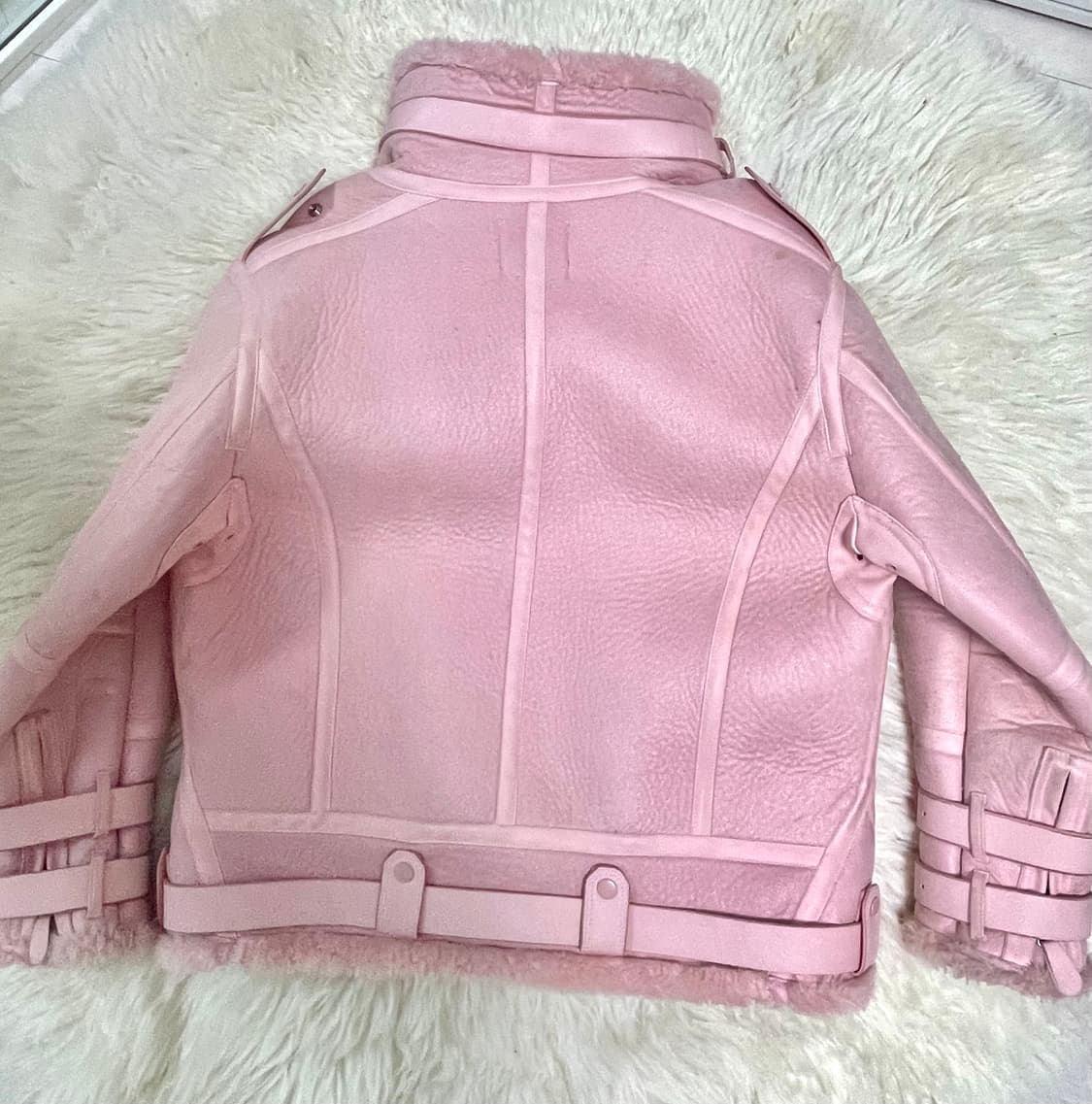 핑크 무스탕 탑드레싱 무스탕 상품이미지4