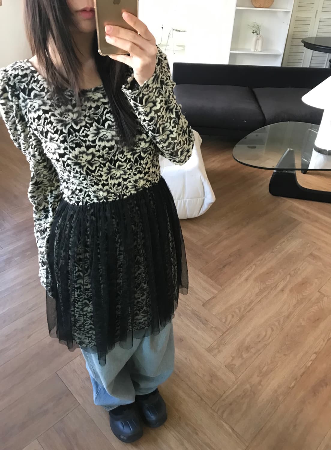 vintage pattern lace one-piece 상품이미지3