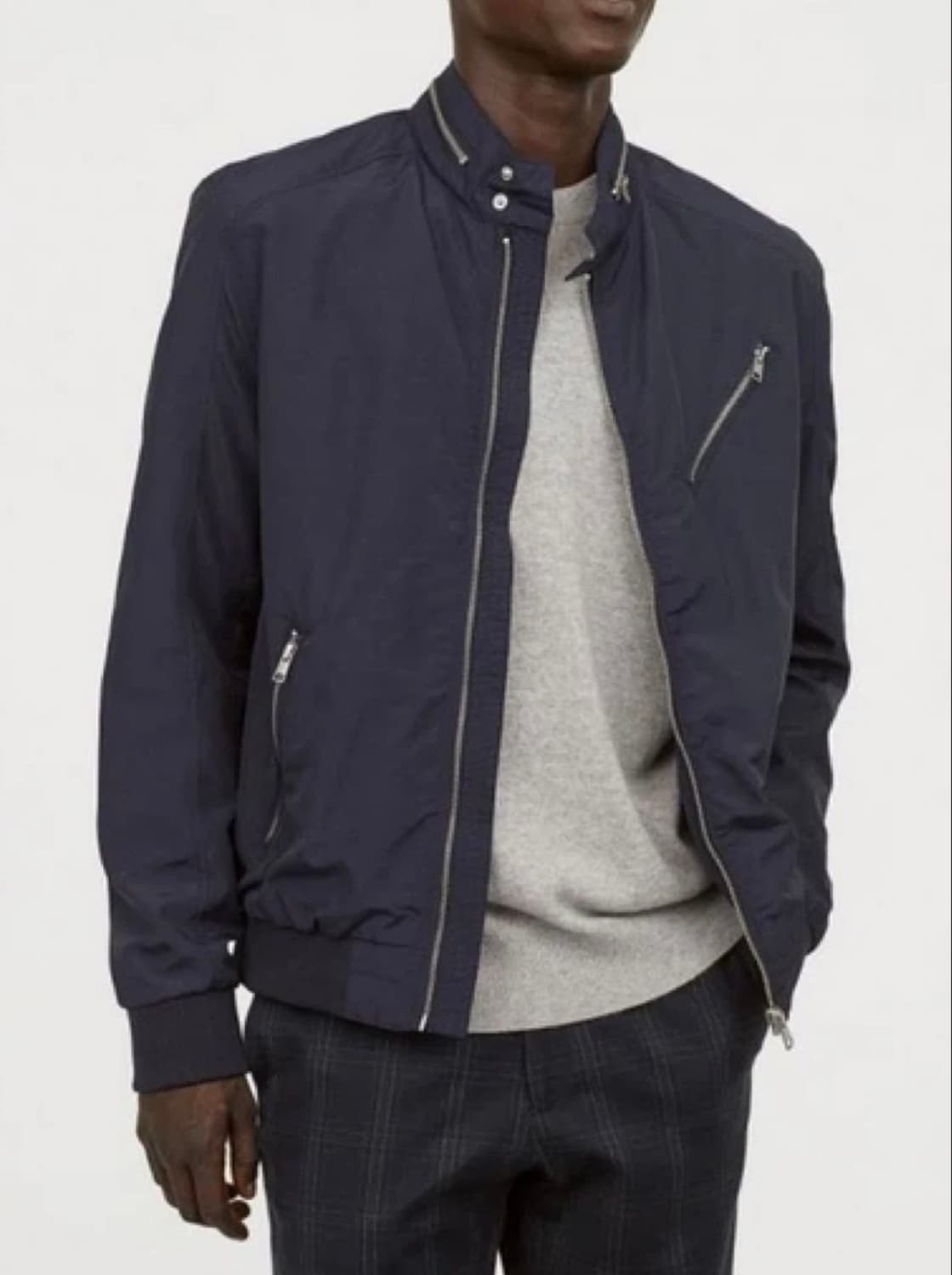 H&M 나일론 블랙 블루종 봄버 자켓 (S) 상품이미지5