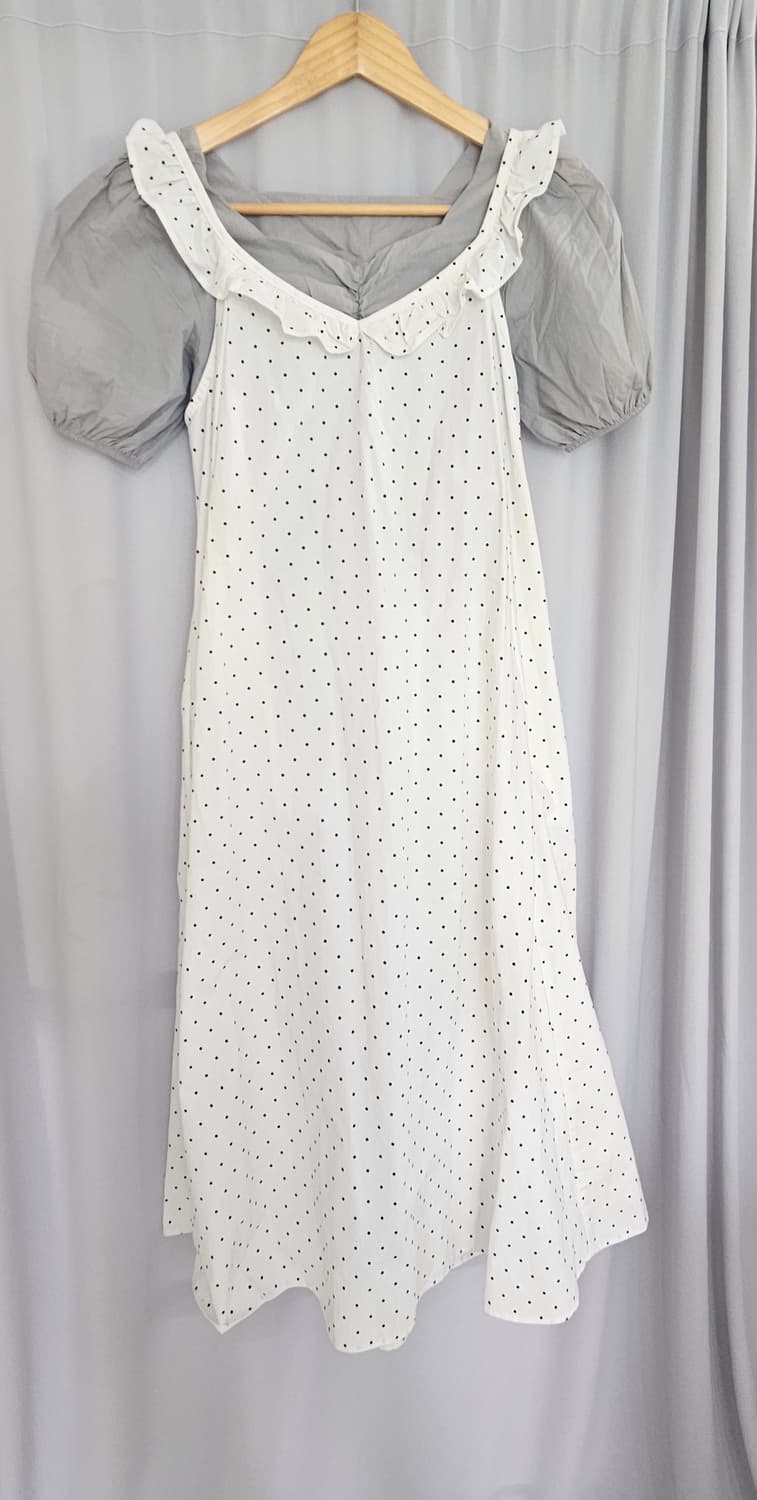 일본빈티지 도트 원피스 + 셔링 크롭 블라우스 레이어드 세트 (여리핏) 상품이미지4