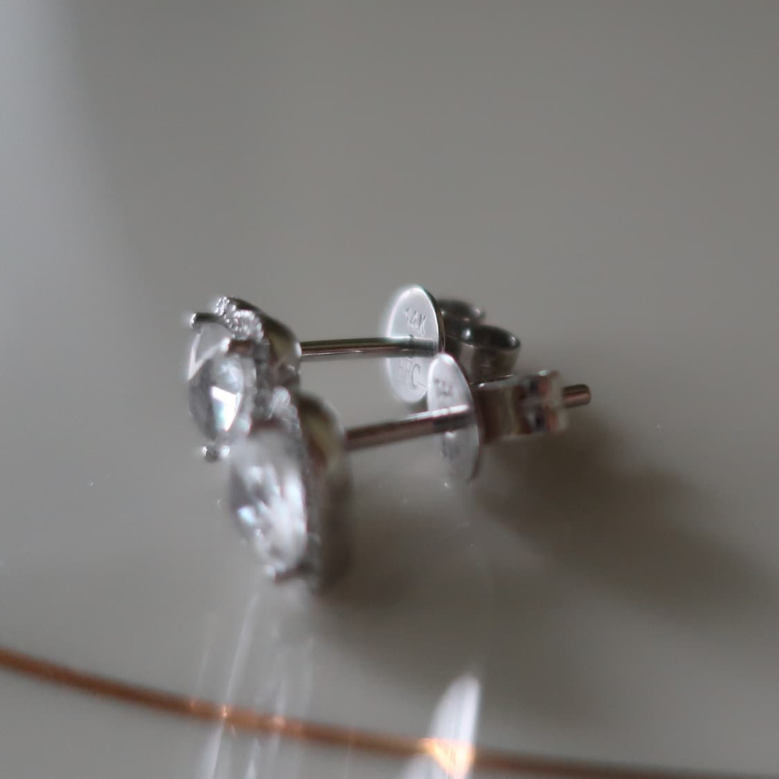 14k 백수정 다이아몬드 하트 귀걸이 상품이미지2