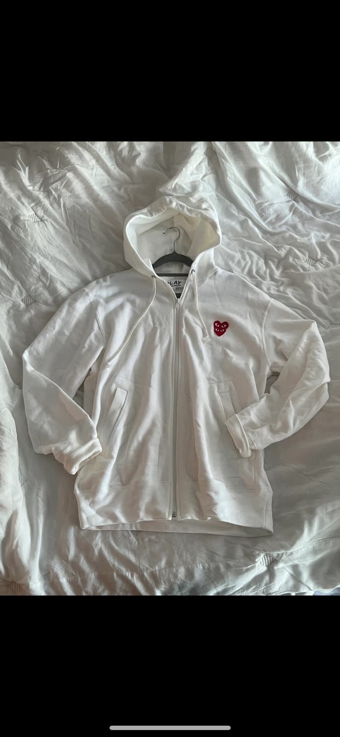 꼼데가르송 더블하트 후드집업 화이트 정품 상품이미지1