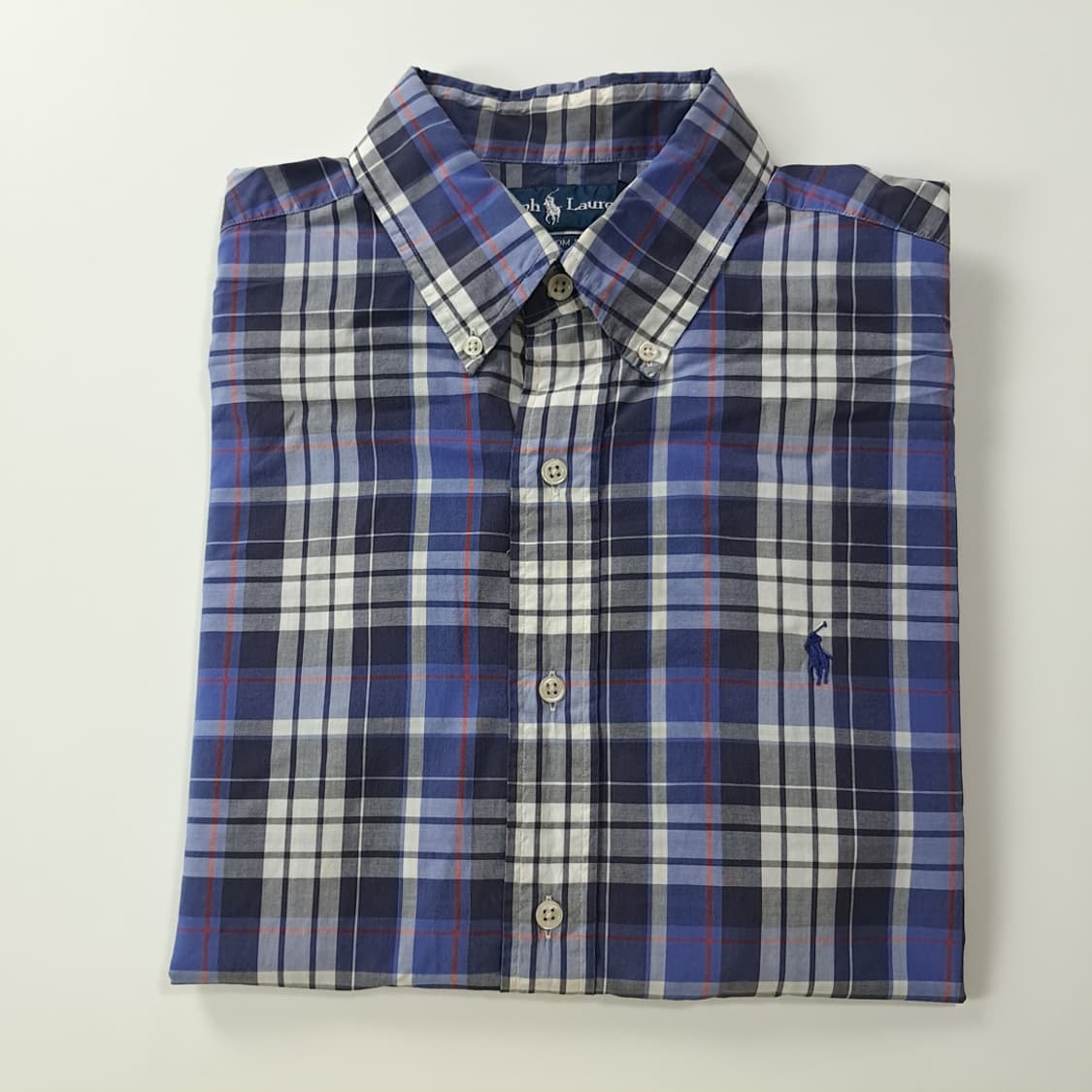 CK462 L 폴로 클래식 블루 플래드체크 반팔 셔츠 남방 상품이미지7