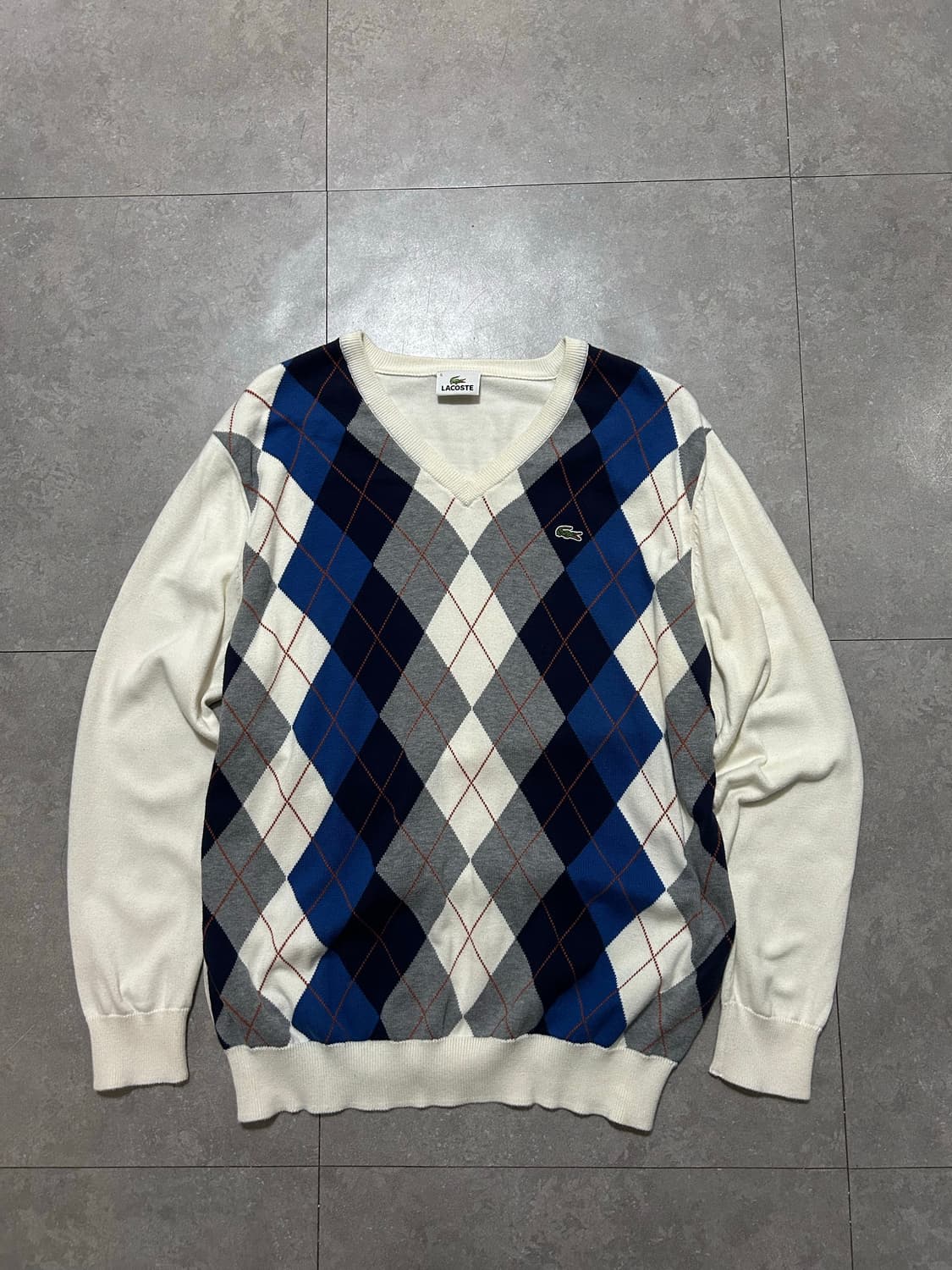 라코스테 아가일 빈티지 코튼 니트  105size   상품이미지1