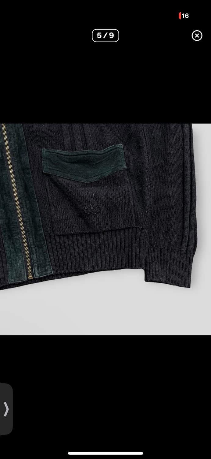 00‘s 아디다스 스웨이드 트리밍 니트집업 가디건 상품이미지3