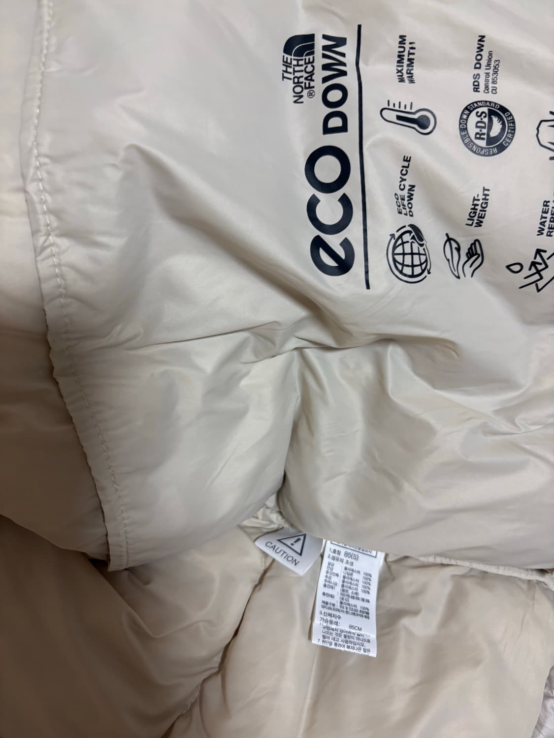 노스페이스 화이트라벨 노벨티 눕시 크림베이지 크롭 숏 패딩 s 85 상품이미지8
