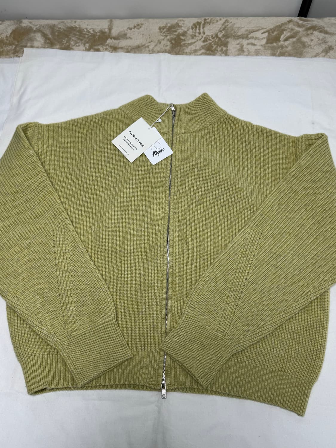 모마디자인 / 알파카&라쿤 집업 니트 (레몬) / 48 상품이미지2