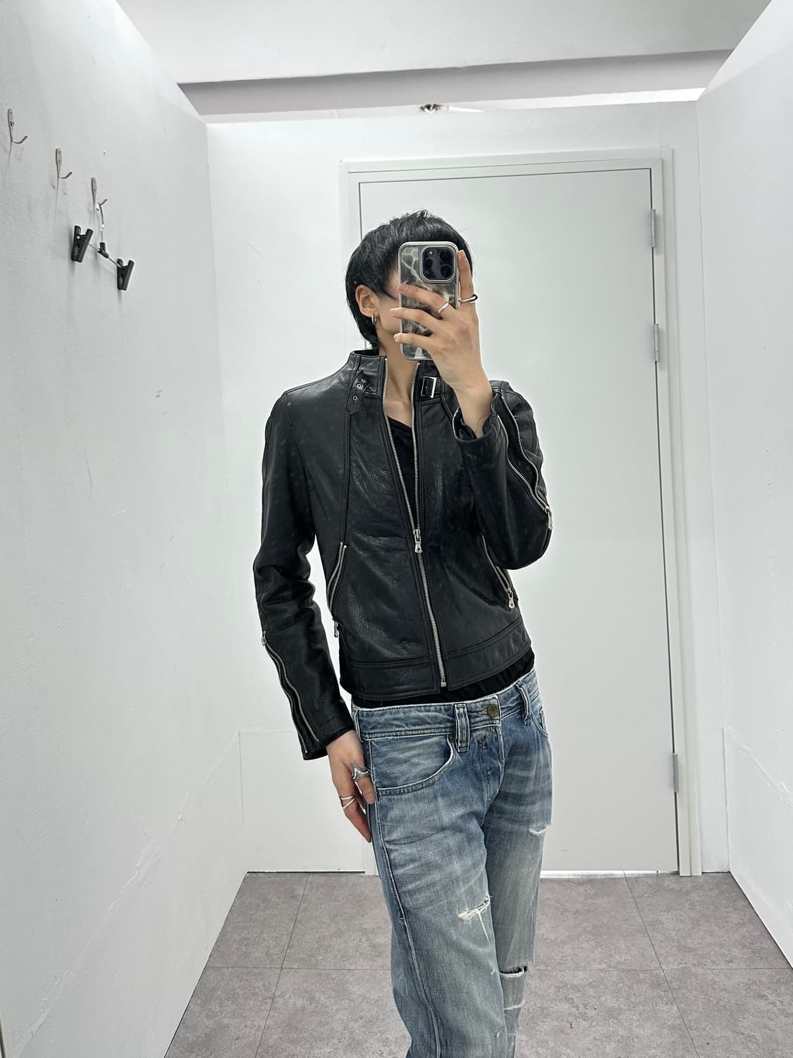 Cowhide Leather Zip-Up Jacket 상품이미지9