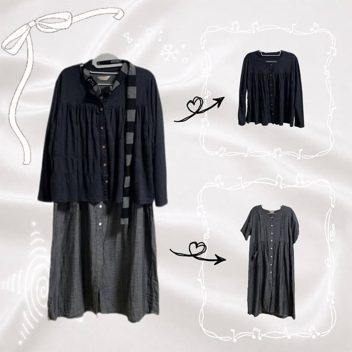 모리걸 무채색 세트 #원피스 #가디건 #블랙모리 상품이미지1