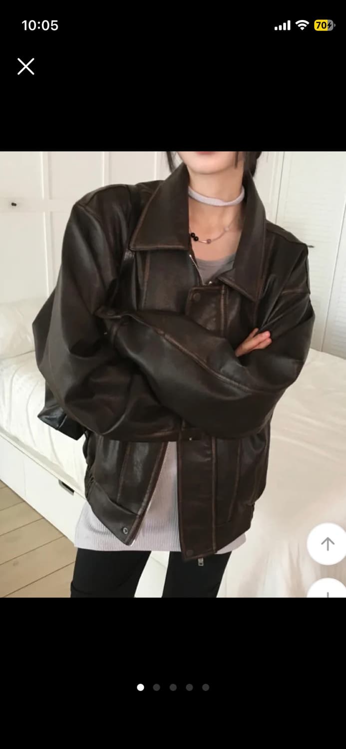 급처)빈티지 워싱 절개 레더자켓 미스치프 보헤미안서울 코이세이오 마뗑킴 상품이미지2