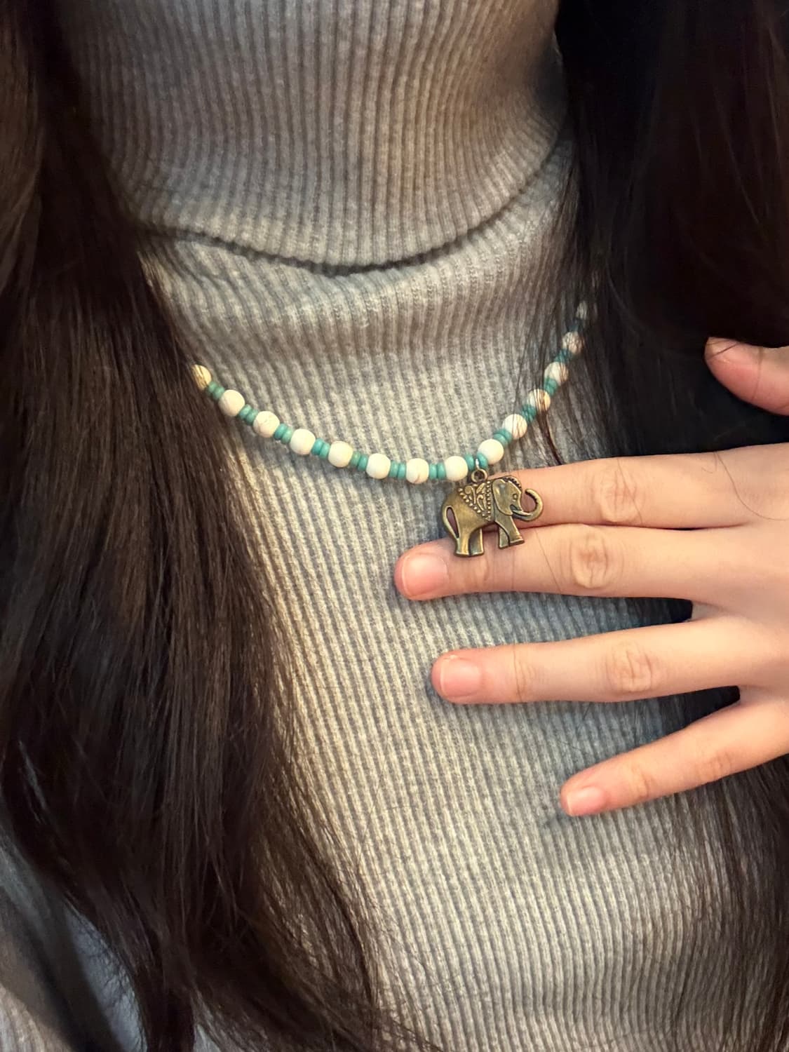 [무료배송][핸드메이드] 코끼리 비즈목걸이 상품이미지1