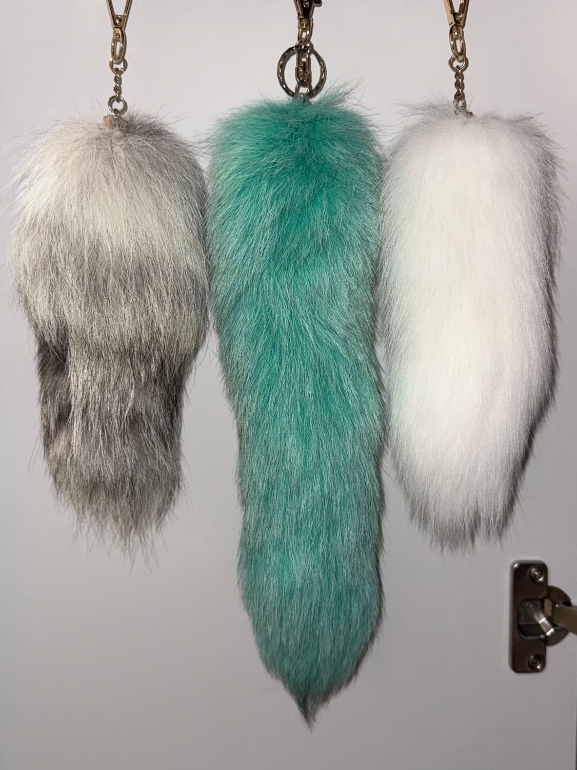 갸루 폭스 퍼 키링 (mint, white, gray) 상품이미지3