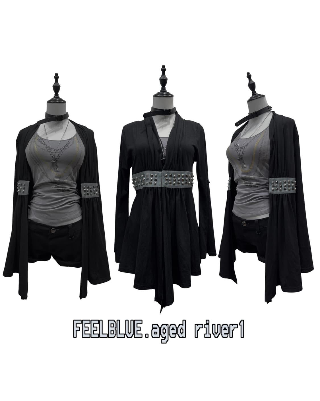 Punk Layered Gray Set 펑크 블랙&그레이 3pcs 세트 상품이미지2