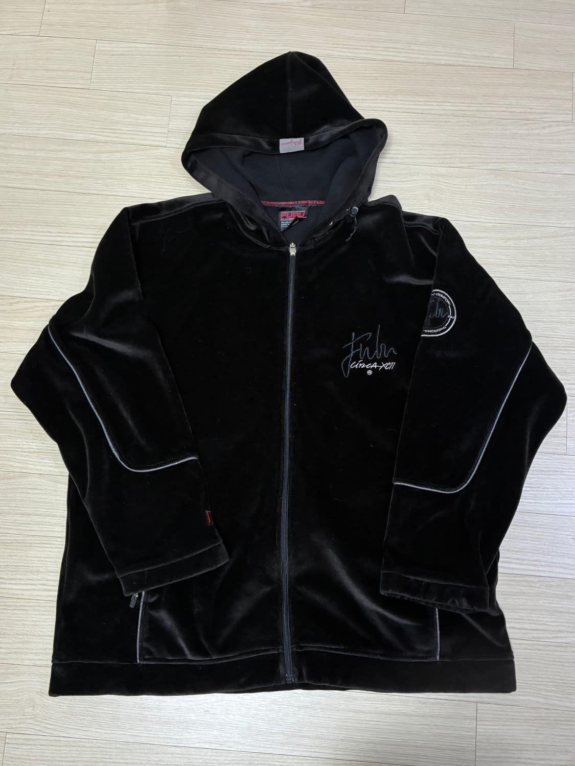 후부 벨벳 빅사이즈 후드집업 상품이미지1