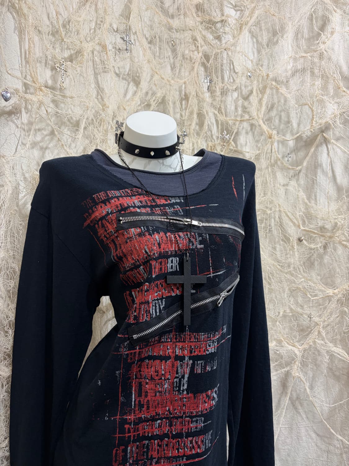 punk zipper blood Layered long sleeve 상품이미지7