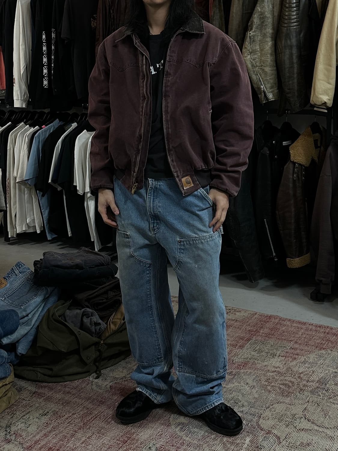 90’s USA Made 칼하트 J14 BRG 칼하트 버건디 디트로이트 상품이미지2