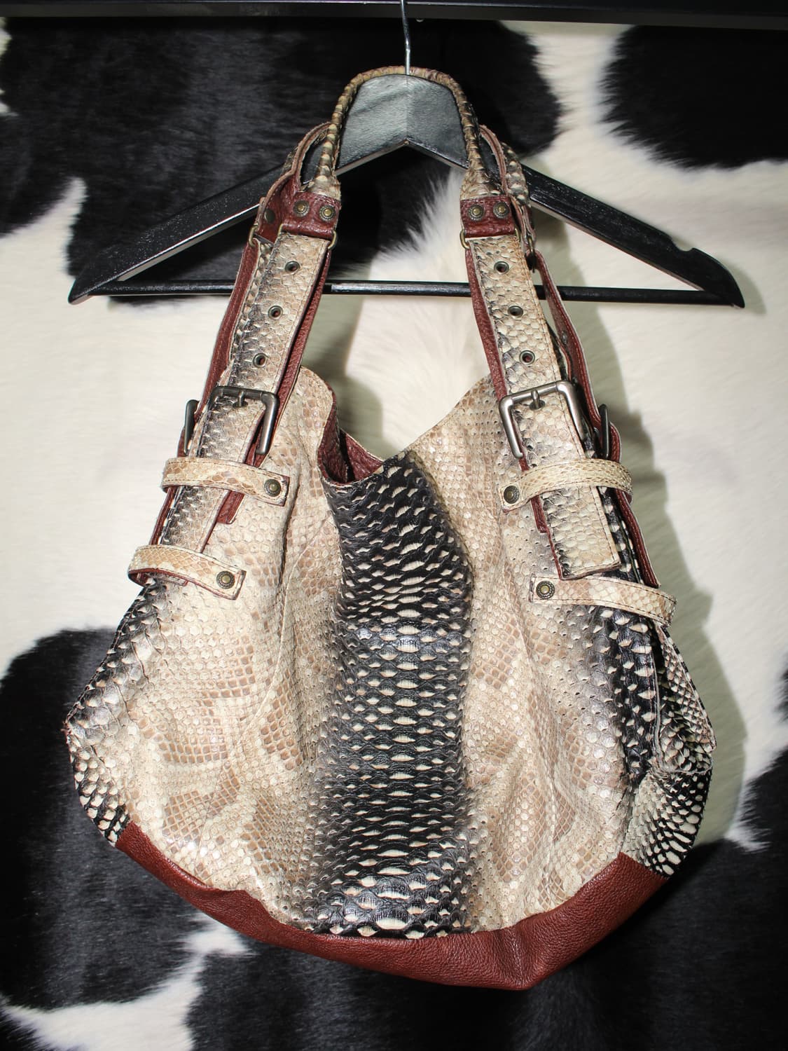 Python Pattern Leather Handbags 상품이미지2
