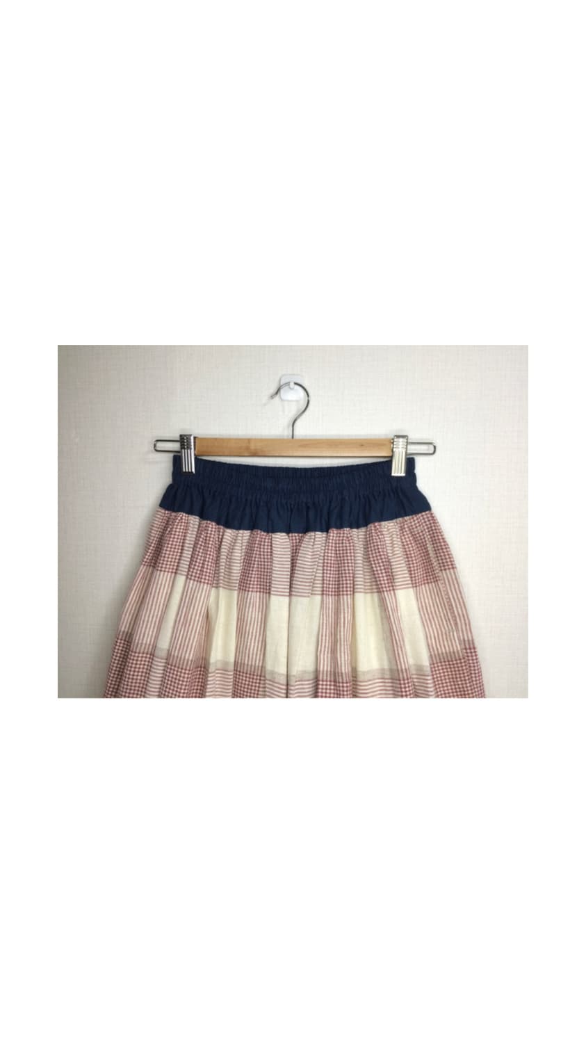 Beams boy 빔즈보이 핑크 체크 밴딩 스커트 상품이미지2