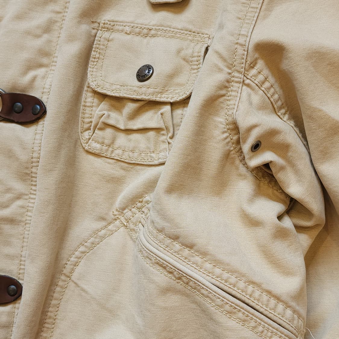 폴로 랄프로렌 파이어맨 자켓 코듀로이 카라 캔버스 레더 XL 상품이미지6