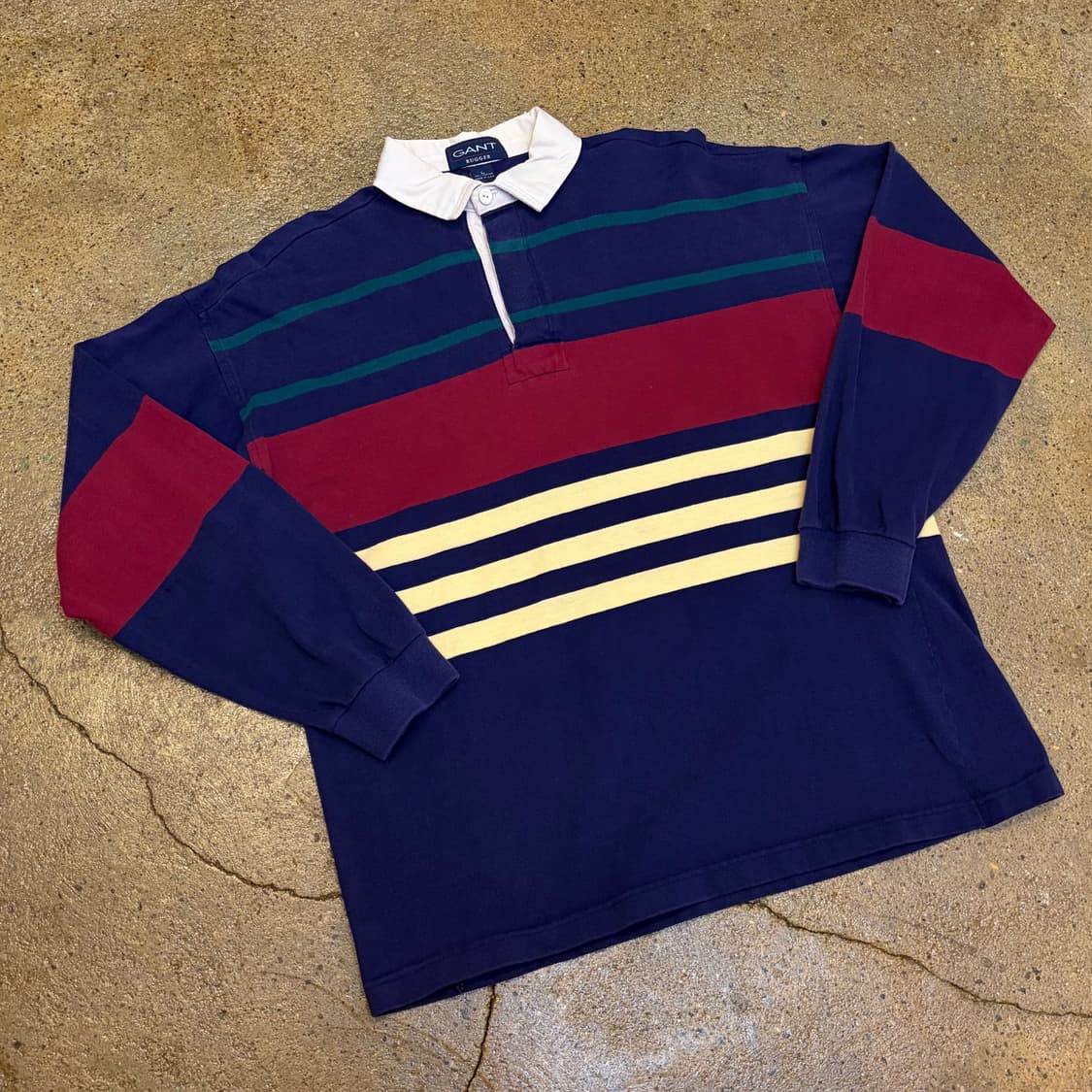 90s Made in USA 미국 빈티지 간트 스트라이프 럭비티 카라티  상품이미지2