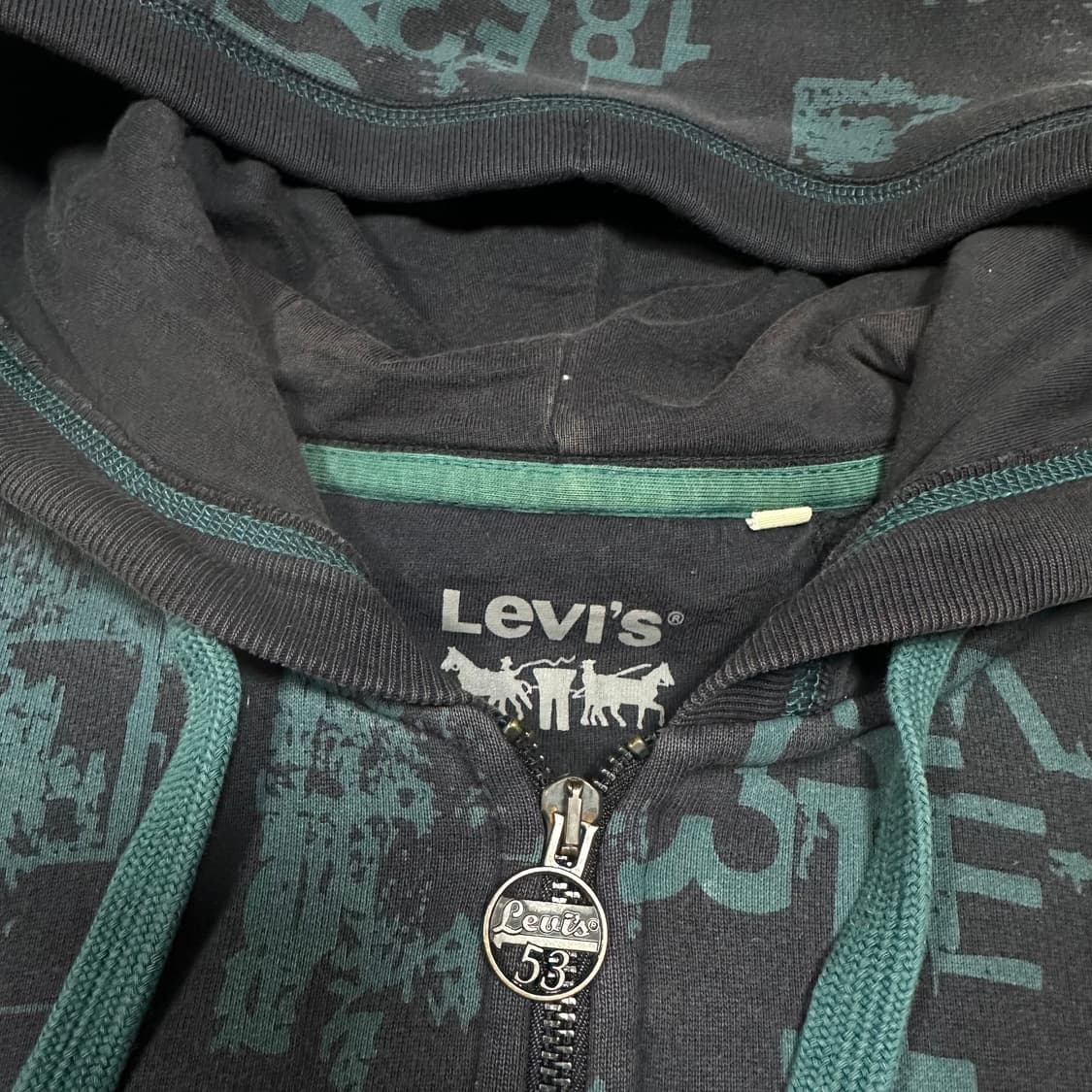 ✨ (바배) 리바이스 펑크 레터링 기모 후드집업 상품이미지5