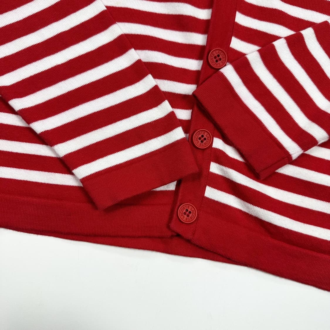 라코스테 크록 스트라이프 레드 니트 가디건 (M 여성추천) 상품이미지4