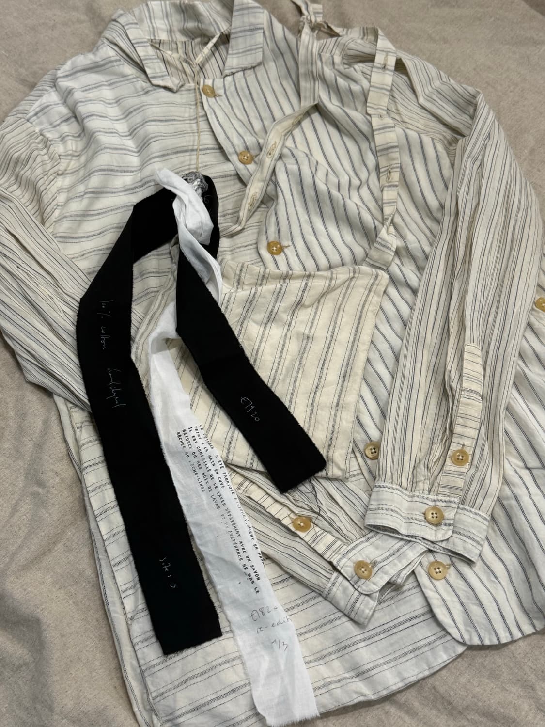 Atelier Suppan 핸드다이드 믹스드 스트라이프 백 어태치드 셔츠 상품이미지1