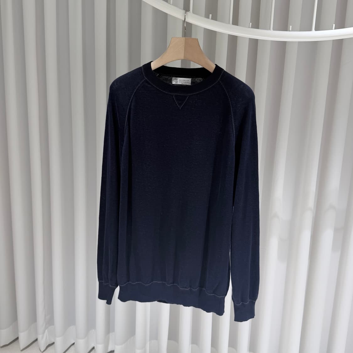 (A+/54) / 브루넬로 쿠치넬리 린넨 코튼 라글란 니트 네이비 상품이미지2