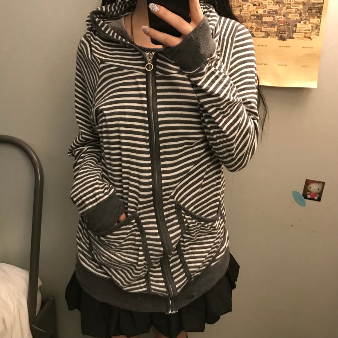 Vintage 고스펑크 스트라이프 후드집업 상품이미지1