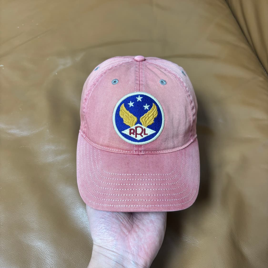 RRL 더블알엘 랄프로렌 폴로 윙로고 6패널 볼캡 모자 워시드 레드 상품이미지2