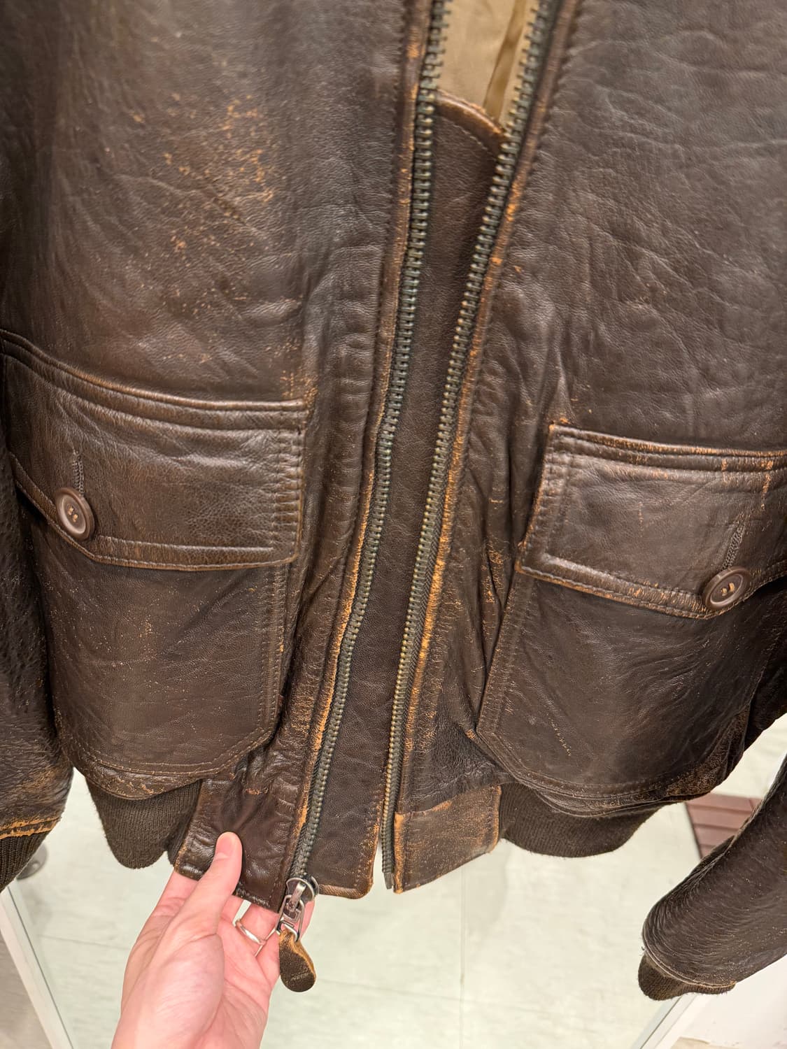 Avirex 아비렉스 미해군 G-1 레더 자켓 상품이미지5