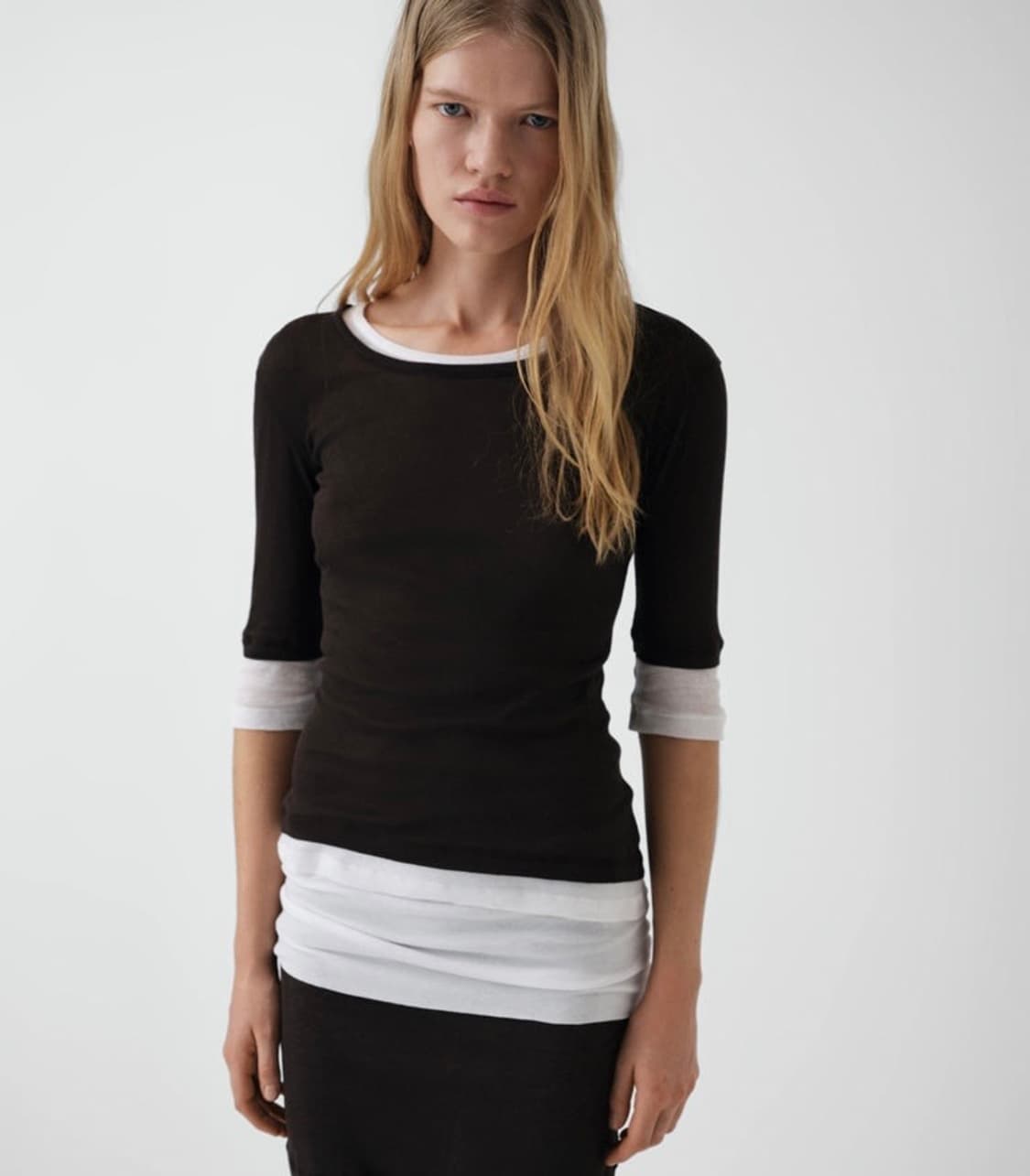 [XS,S]기마구아스 Gemma 레이어드 티셔츠/브라운 상품이미지1