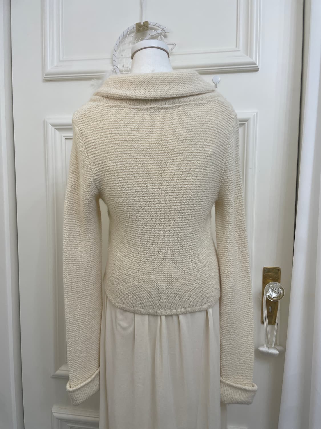 EF-DE ivory bow point collar cardigan 상품이미지5