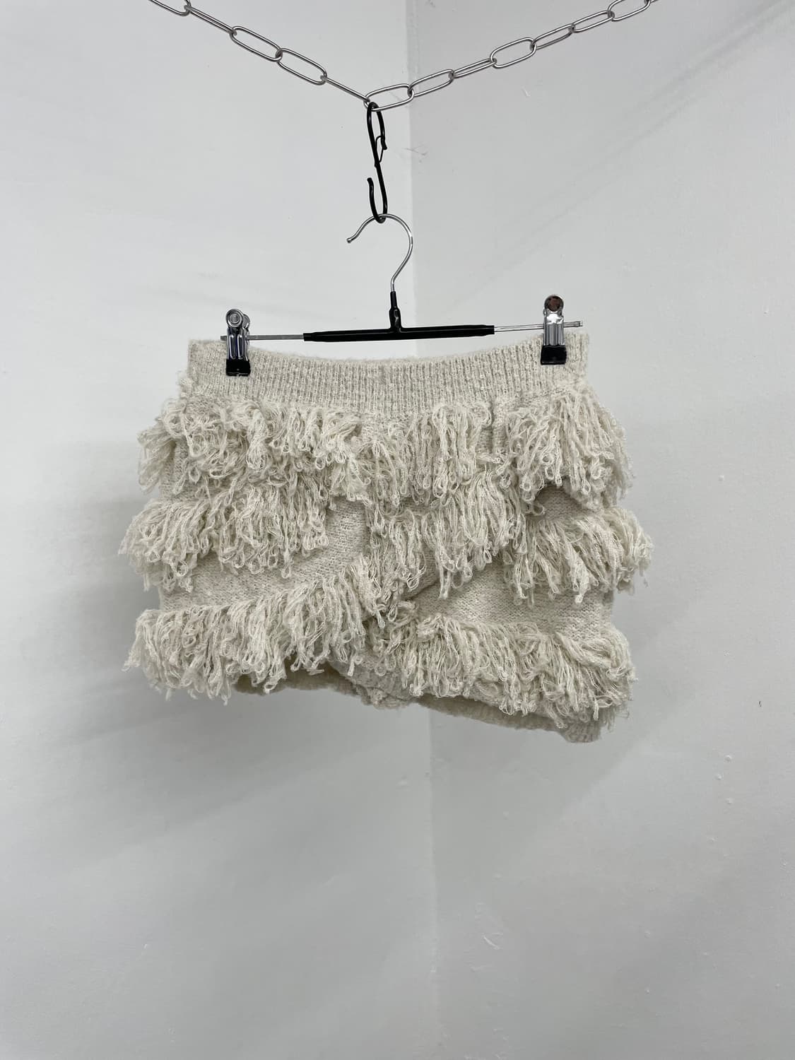 헤어리 퍼 프릴 니트 스커트 상품이미지1