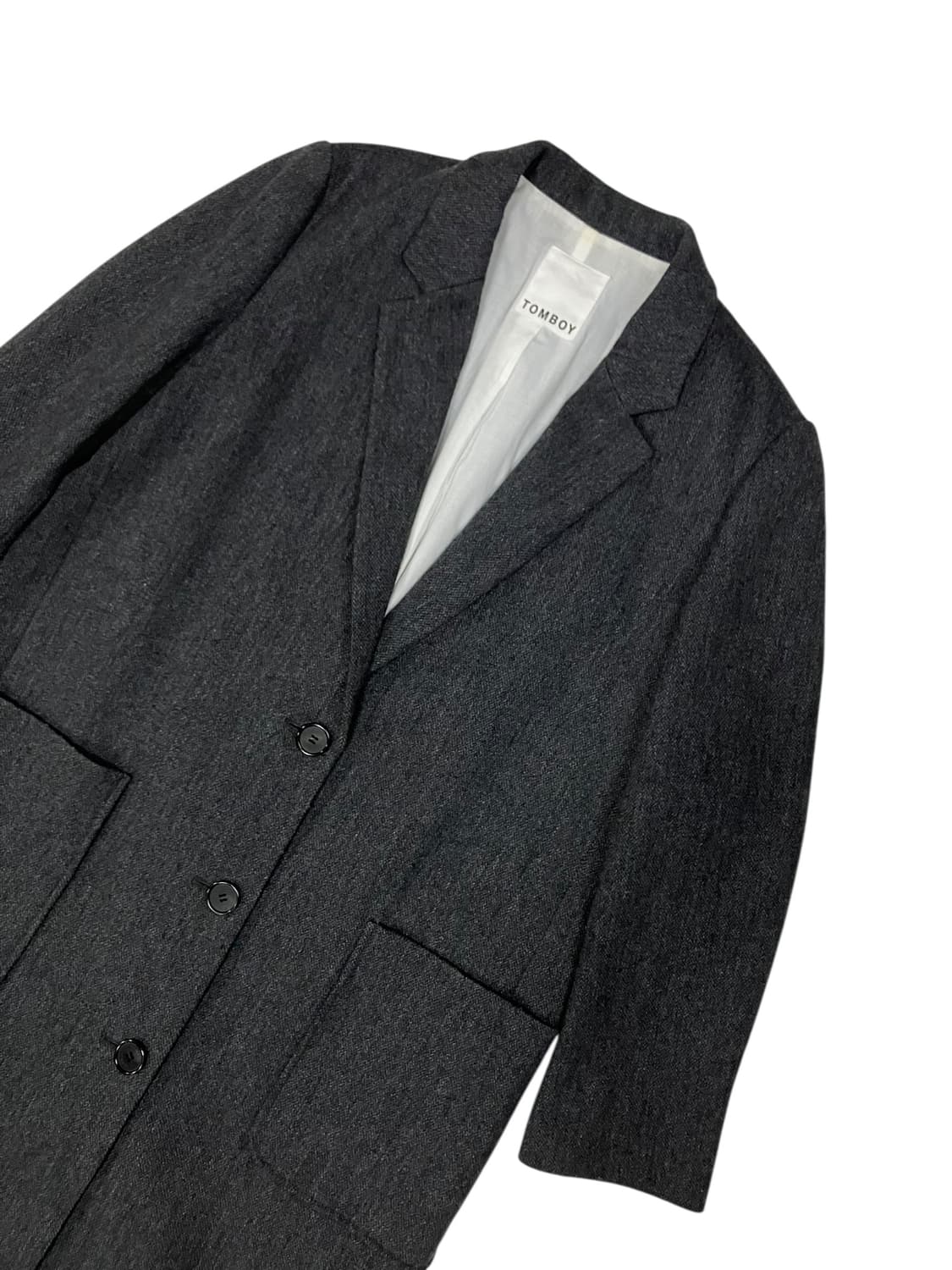 톰보이 차콜 그레이 롱 코트 F 상품이미지2