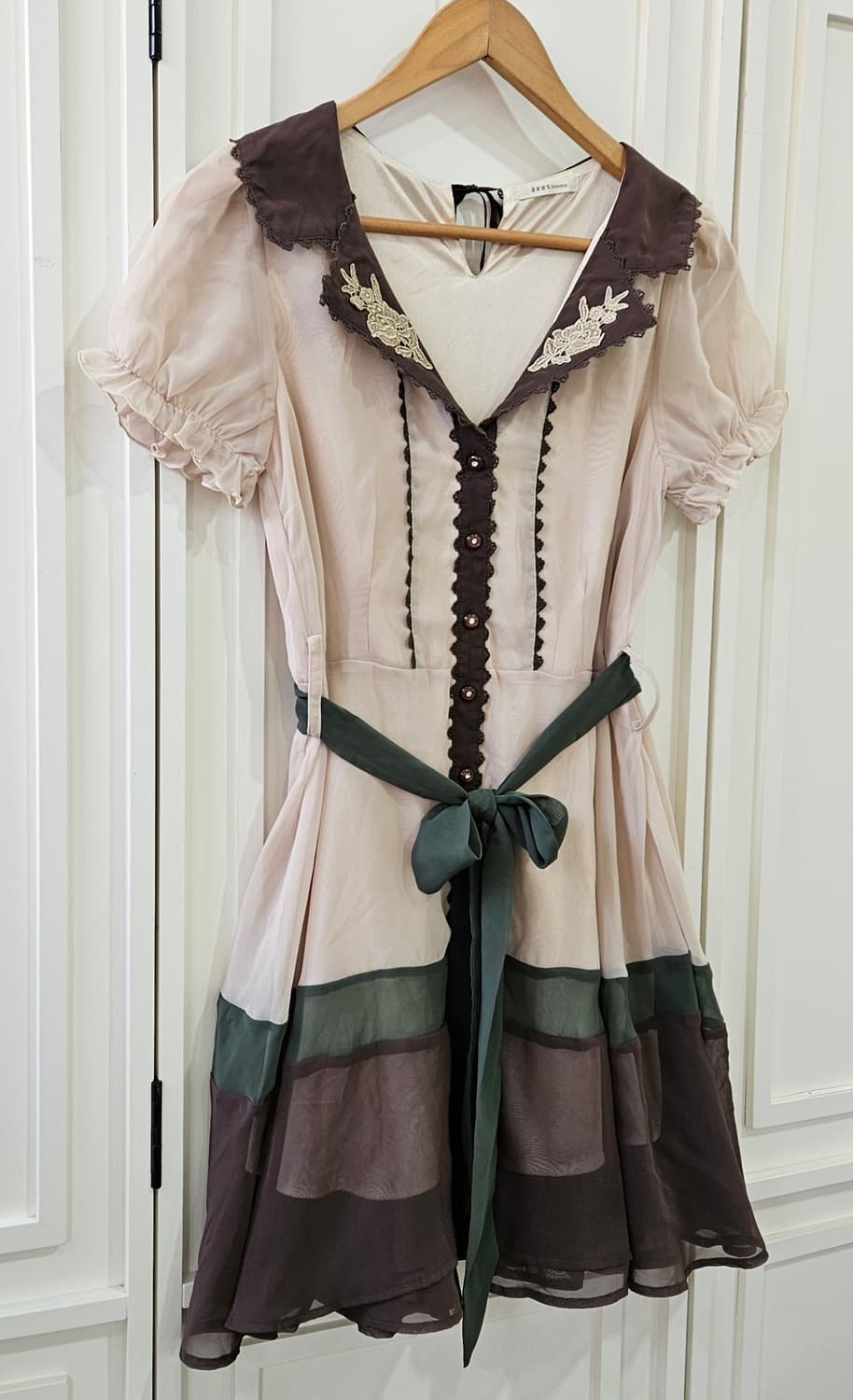 엑시즈팜 (axes femme) 초코말차 배색 쉬폰 원피스 상품이미지2