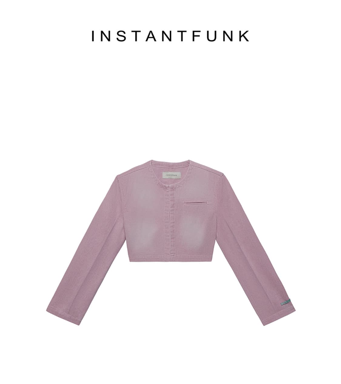 인스턴트펑크 데님 크롭 자켓 핑크 상품이미지2