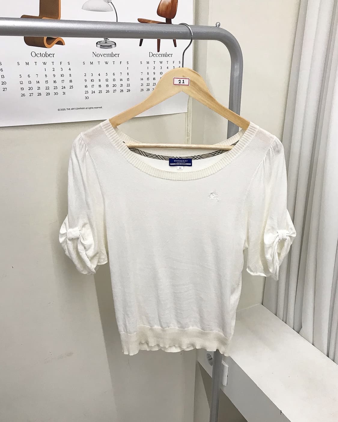 버버리 로고 화이트 셔링 반팔 니트 상품이미지1