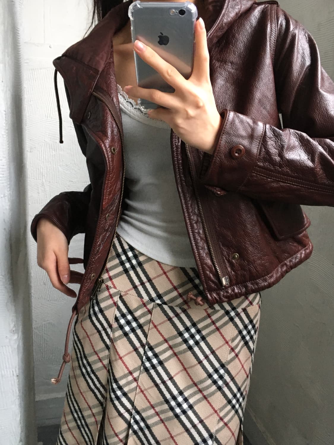 Beams boy 빔즈보이 레드브라운 후디드 소가죽 레더자켓  상품이미지1